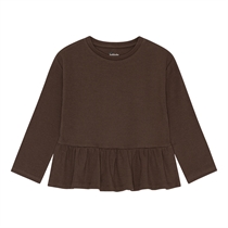 Birkholm Peplum Rib Bluse Chokolade Brun